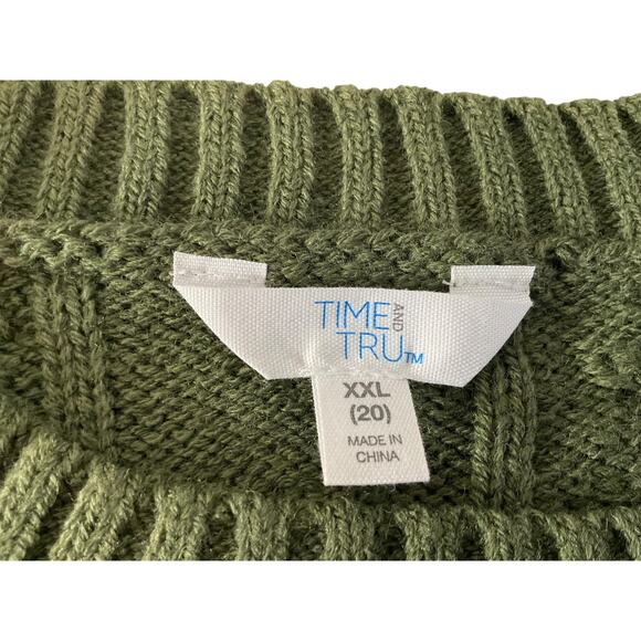Time and Tru Womens XXL Green Sweater Knit Classic - Picture 6 of 10